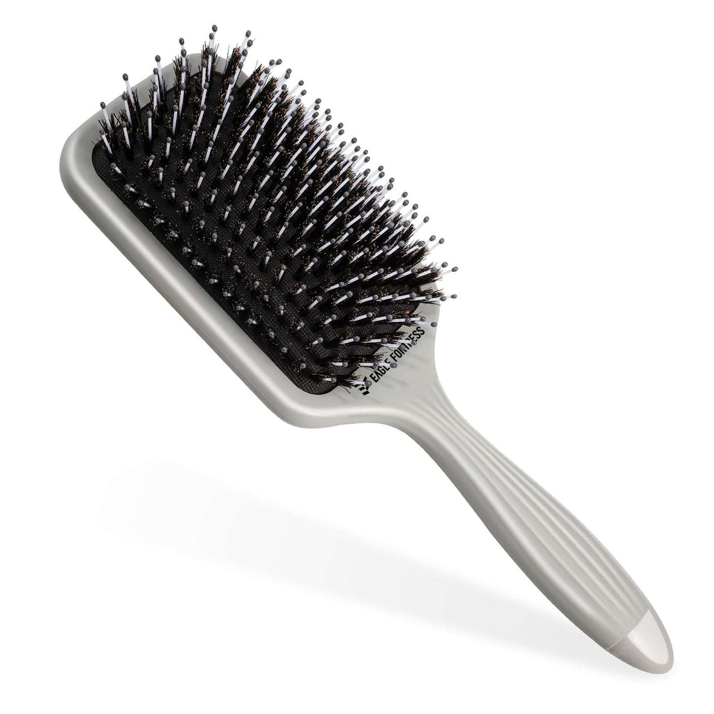 Eagle Fortress Boar Bristle Paddle Brush - Grey