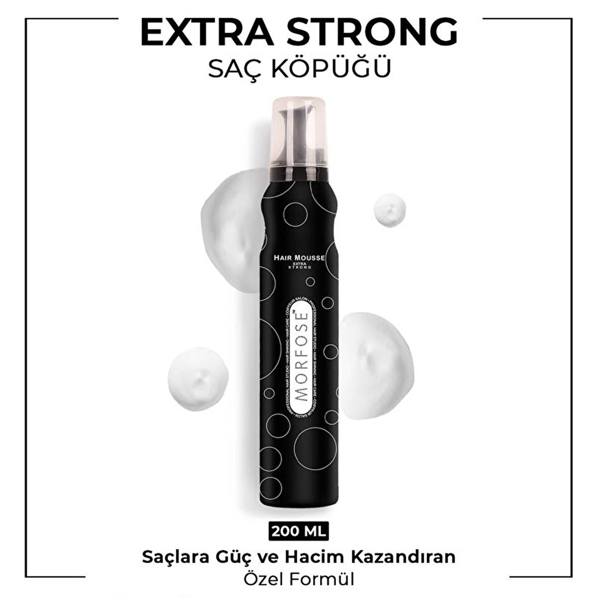 Morfose Extra Strong Hair Styling Mousse - 6.76 fl oz, Strong Hold, Volume Enhancer, Multivitamin Enriched