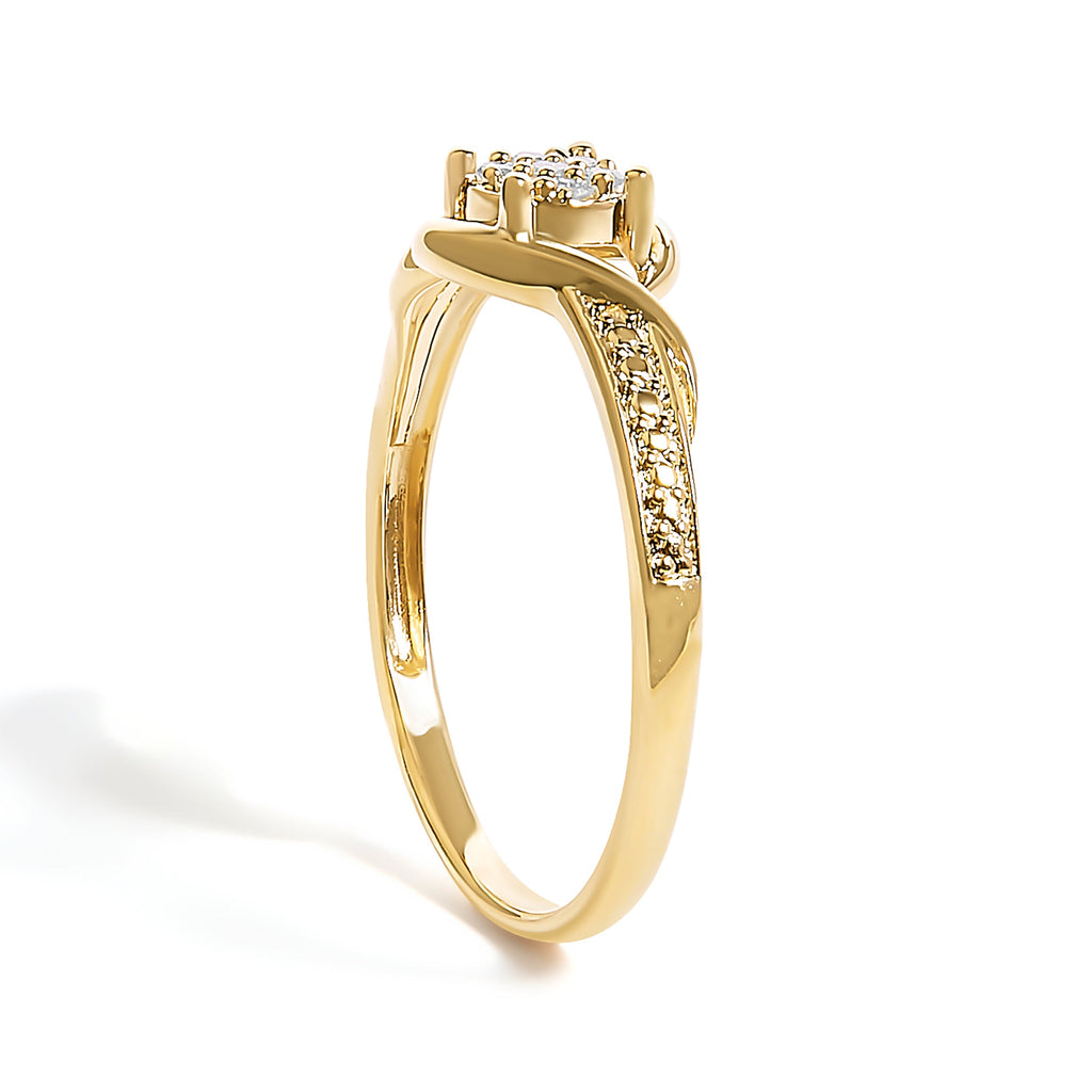 10K Yellow Gold Diamond Cluster Twisted Promise Ring
