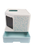 M-Pets Terra Forma Eco Patterned Hooded Litter Box Blue 50x52x48cm