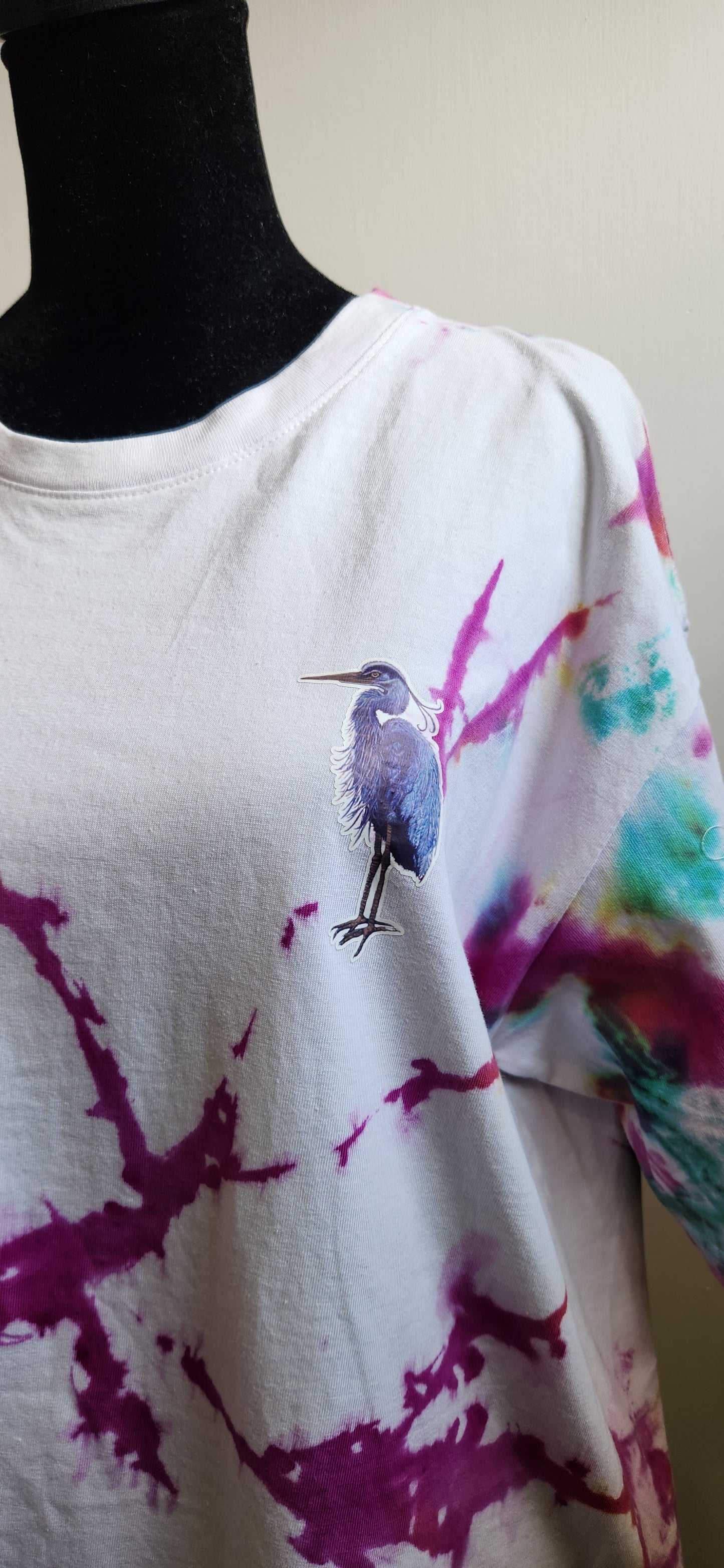 Tie Dye The Spa of Charleston Printed Blue Heron Logo on Front and Back Tee Unisex Size Medium