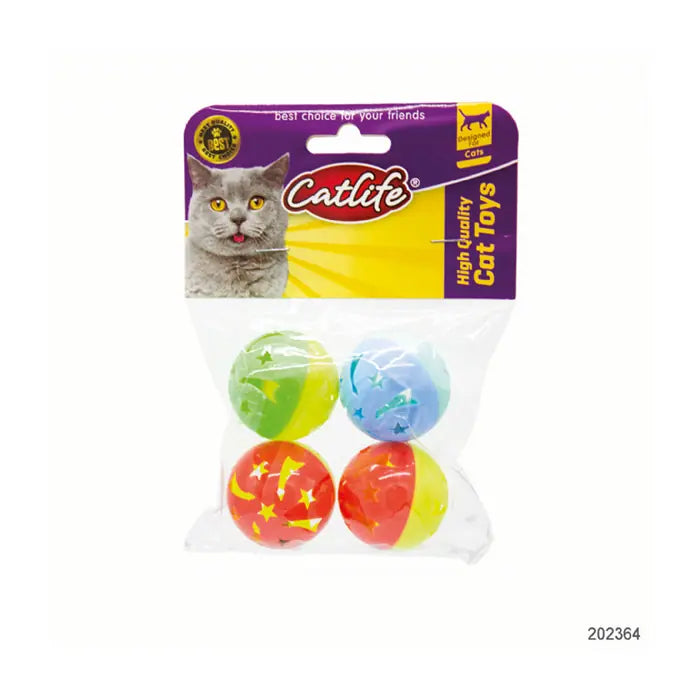 Catlife Bell Cat Toy Set 4-Pack Interactive Play Balls