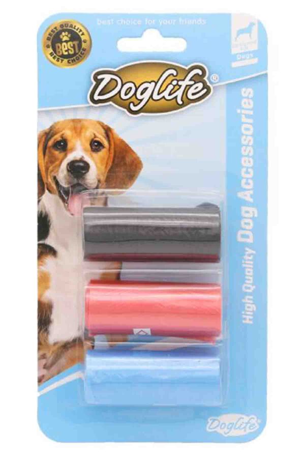 Doglife Colored Waste Pickup Bags Durable 3-Pack