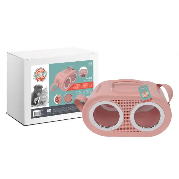 M-Pets Radio Pet Carrier for Cats and Small Dogs Pink 50x23x31cm