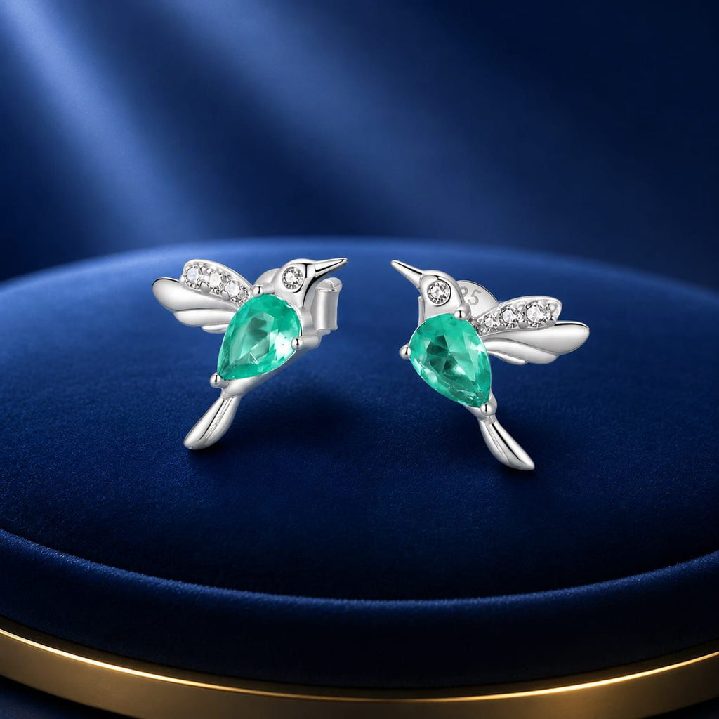 925 Sterling Silver Transparent Glass Earrings with CZ for Women