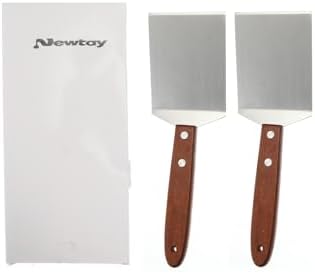 Newtay 2 Pcs Metal Small Spatula Wooden Handle Cookie Baking Scraper Turner