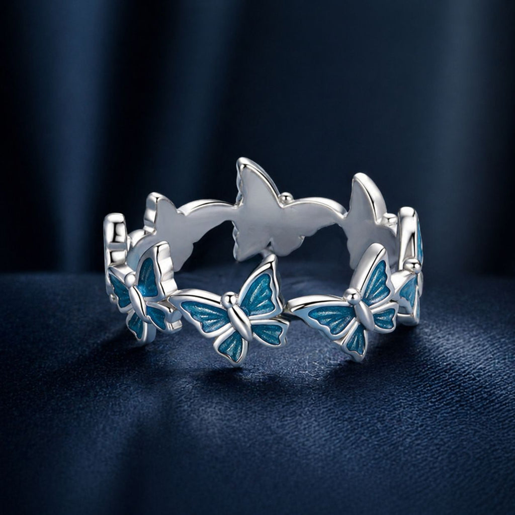 925 Sterling Silver Enamel Ring Size 6 for Women