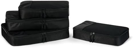 Amazon Essentials 4-Piece Packing Cubes Travel Accessories Set, Luggage