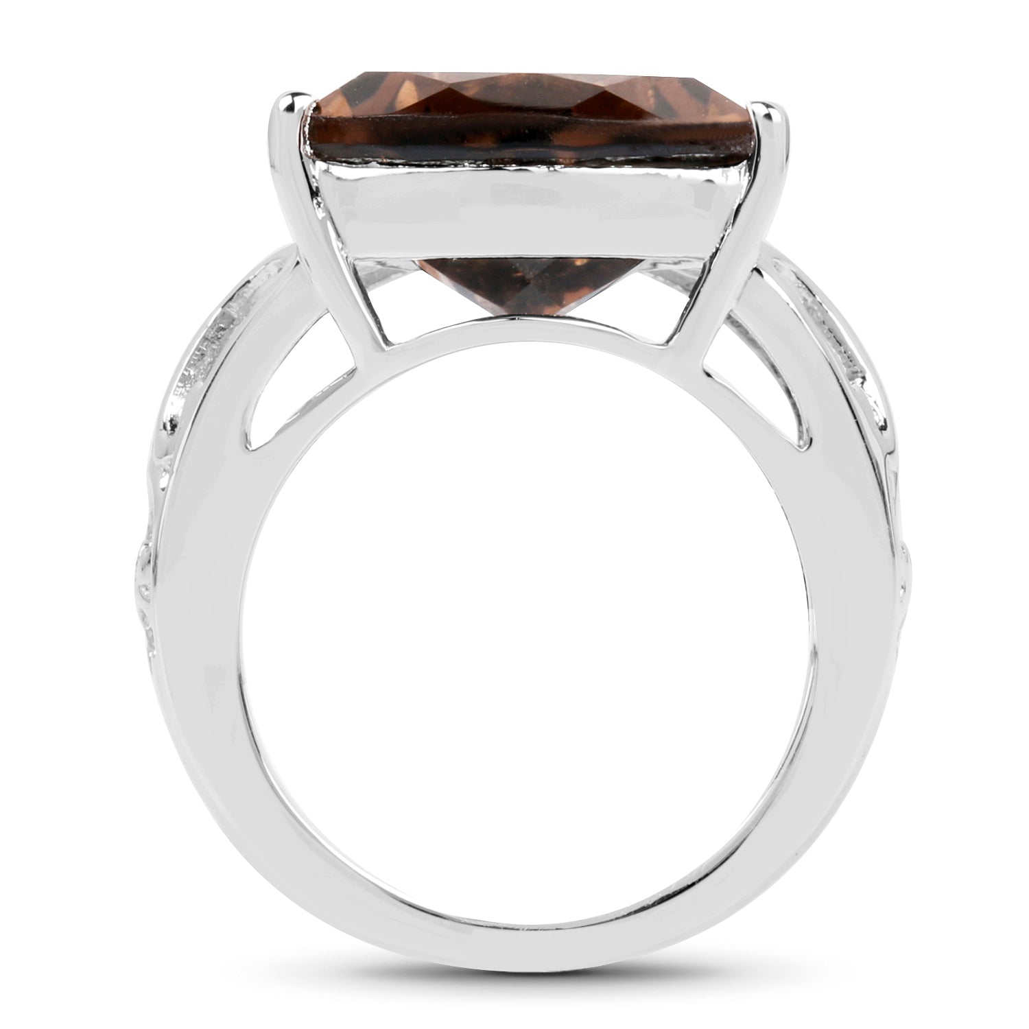6.91 Carat Genuine Smoky Quartz .925 Sterling Silver Ring