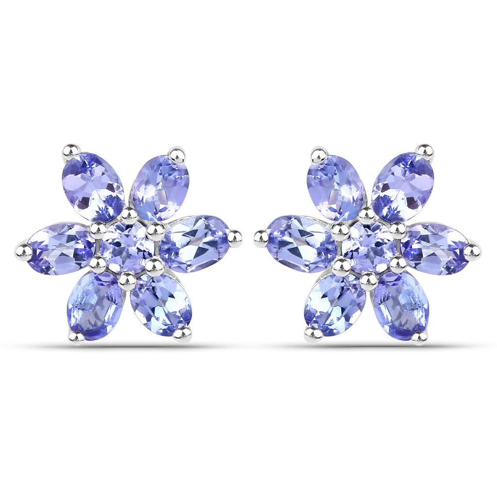 2.24 Carat Genuine Tanzanite .925 Sterling Silver Earrings