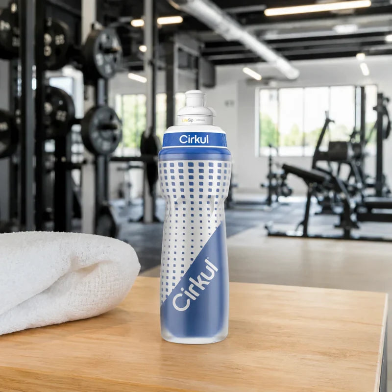 Cirkul 22oz. Navy Plastic Grip Squeeze Water Bottle & Sport Lid, BPA-Free, Non-Slip Design for Gym, Biking & Sports