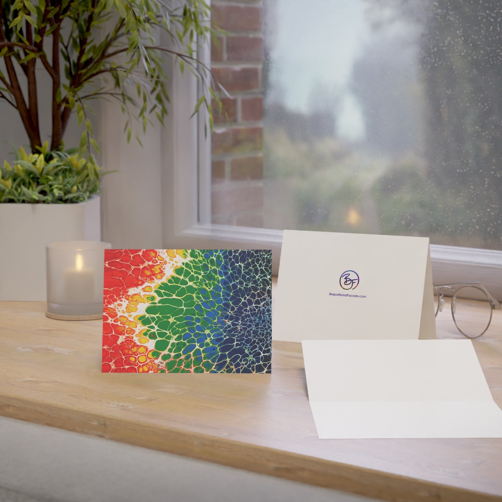 Bespattered Facade Rainbow Seaside Greeting Cards | Sets of 1, 10, 30, or 50