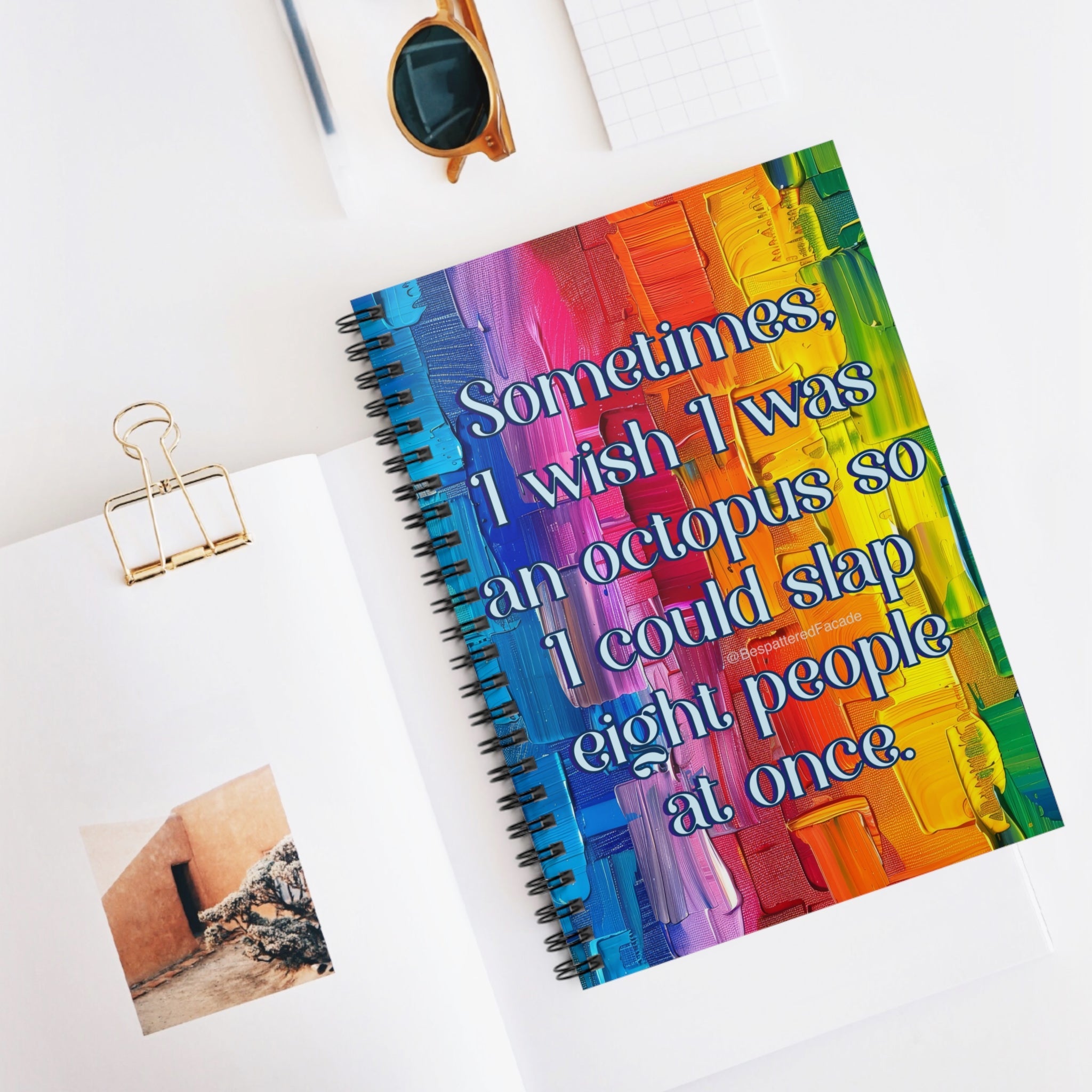 Bespattered Facade Rainbow "Octopus" Spiral Notebook - Lined Pages