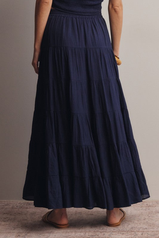 Smocked Crop Top & Tiered Maxi Skirt Set