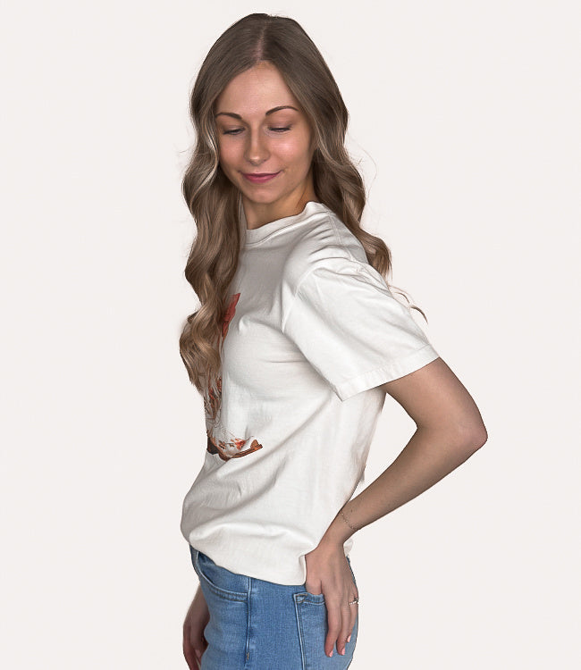 Coquette Bow & Floral Boot Colors Tee - Ivory
