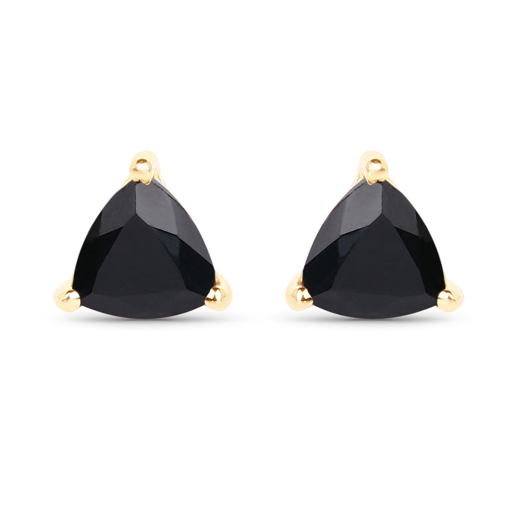 0.70 Carat Genuine Black Sapphire 14K Yellow Gold Earrings
