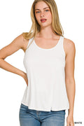 Flowy Hem Rayon Sleeveless Tank Top: White