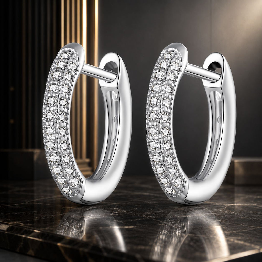925 Sterling Silver Pavé Setting CZ Earrings for Women