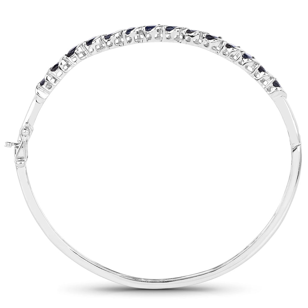 3.08 Carat Genuine Blue Sapphire .925 Sterling Silver Bangle