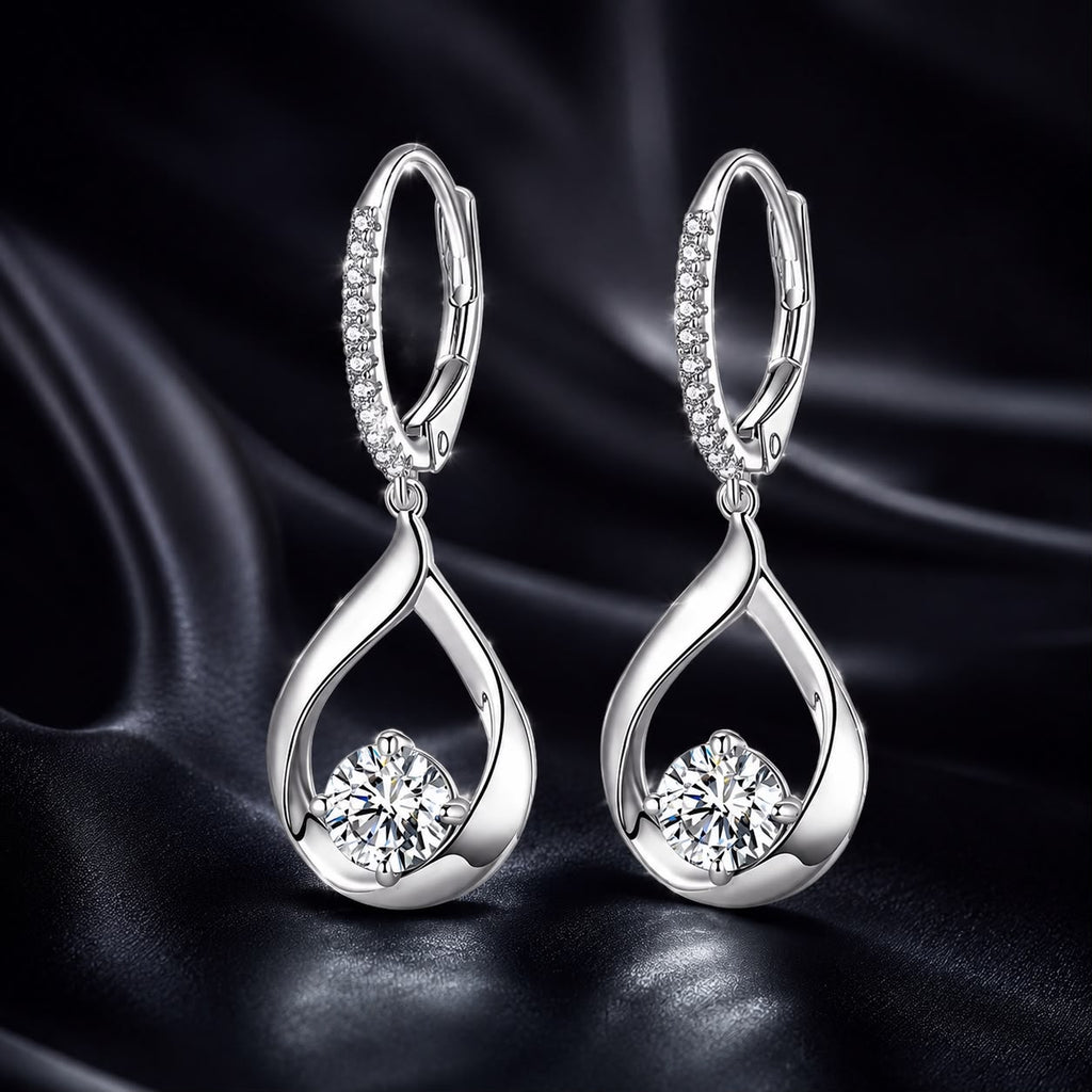 925 Sterling Silver Moissanite 0.5ct Earrings with Pavé Setting, Size 30*11mm for Women