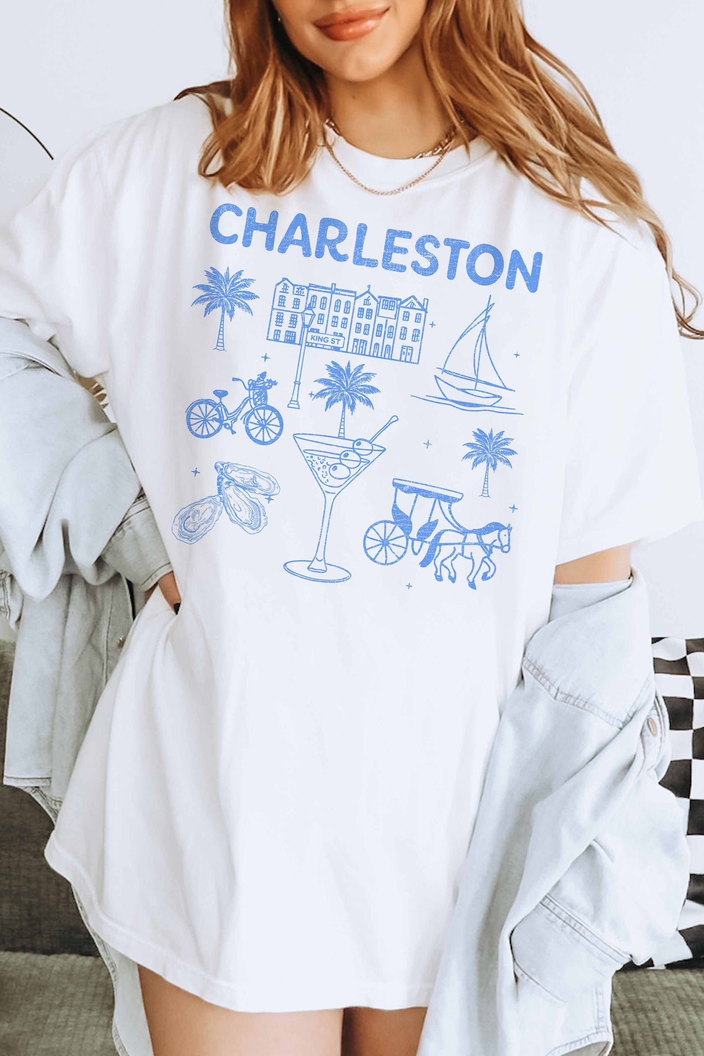 GOOD DAY STREET - CHARLESTON OVERSIZED TEE: WHITE / S/M