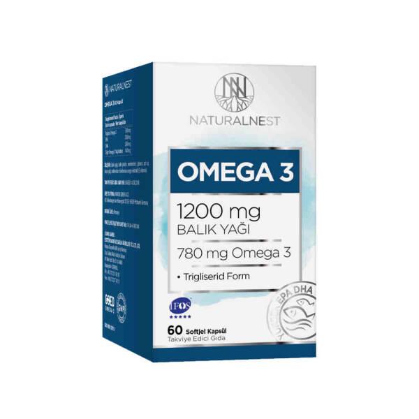 Naturalnest Omega-3 1200mg Fish Oil Capsules - 60 Softgels for Heart Health Support