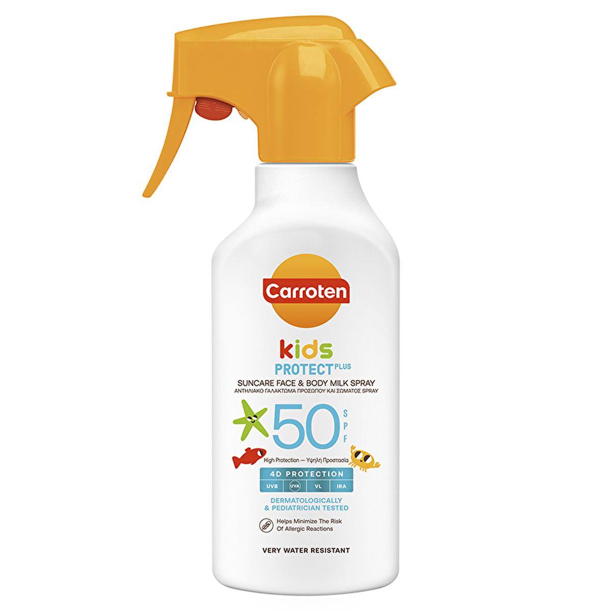 Carroten Kids SPF50 High Protection Sunscreen Spray: Hypoallergenic, Water Resistant, Broad Spectrum Protection for Sensitive Children's Skin