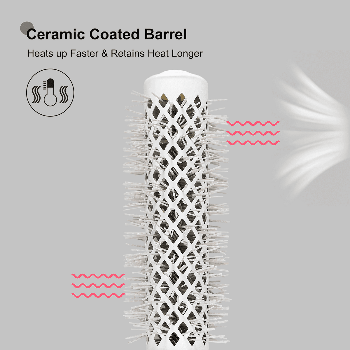 Eagle Fortress XL Ceramic + Ionic Round Hair Brush 0.98 in - Grey