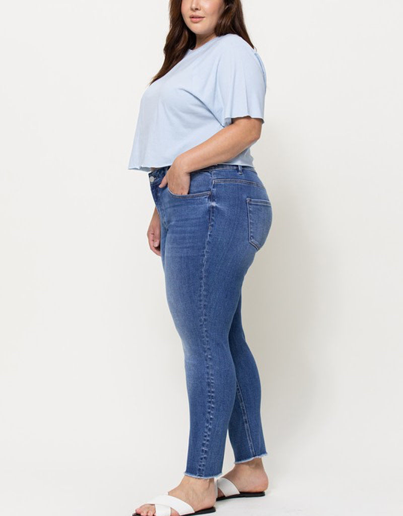 Amber Curvy Mid Rise Crop Skinny - Dark