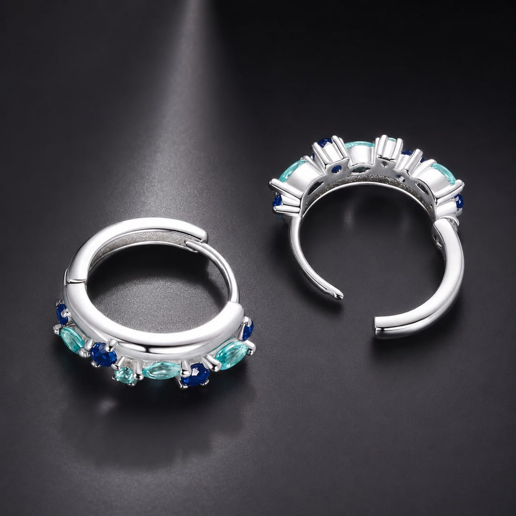 925 Sterling Silver Earrings with Pavé Setting and White Gold Plating for Women