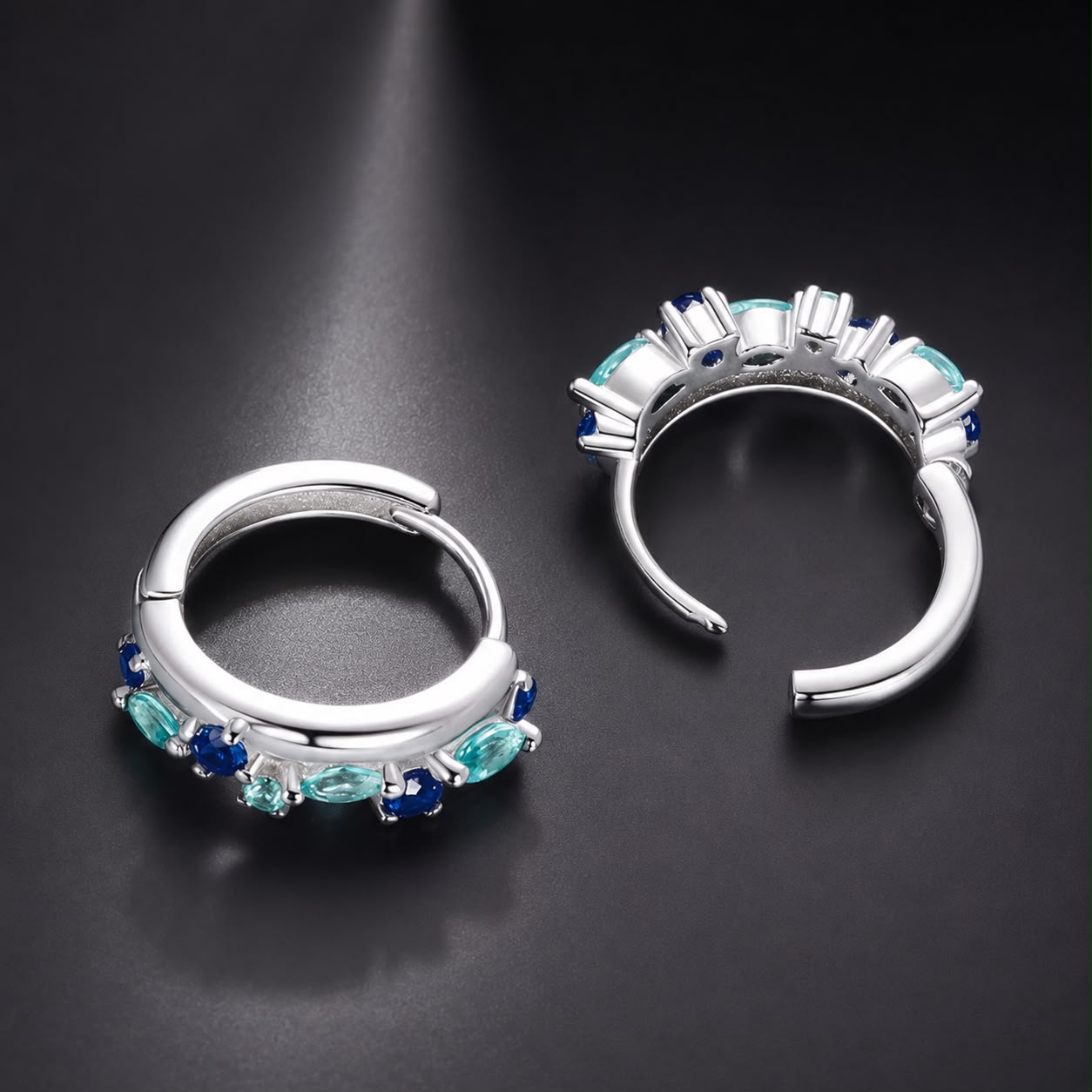 925 Sterling Silver Earrings with Pavé Setting and White Gold Plating for Women