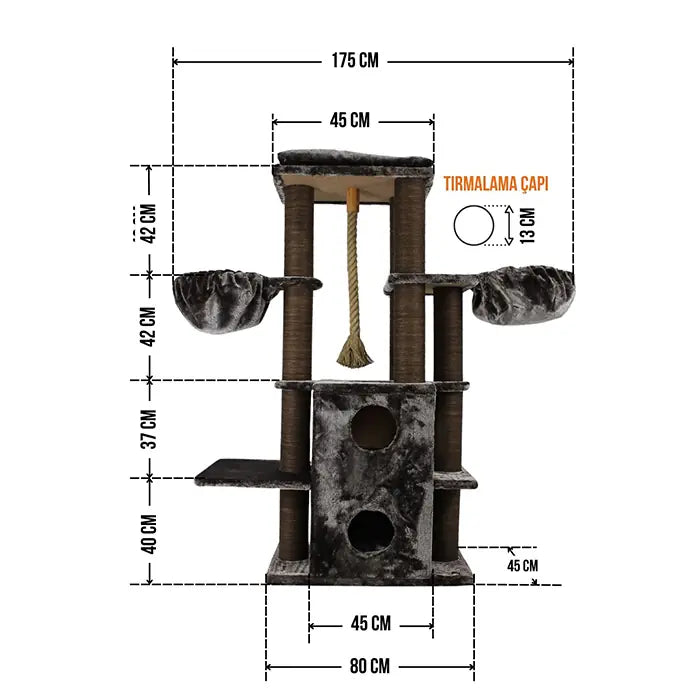Lotus Pet Design London Cat Scratching Post Tower 69in