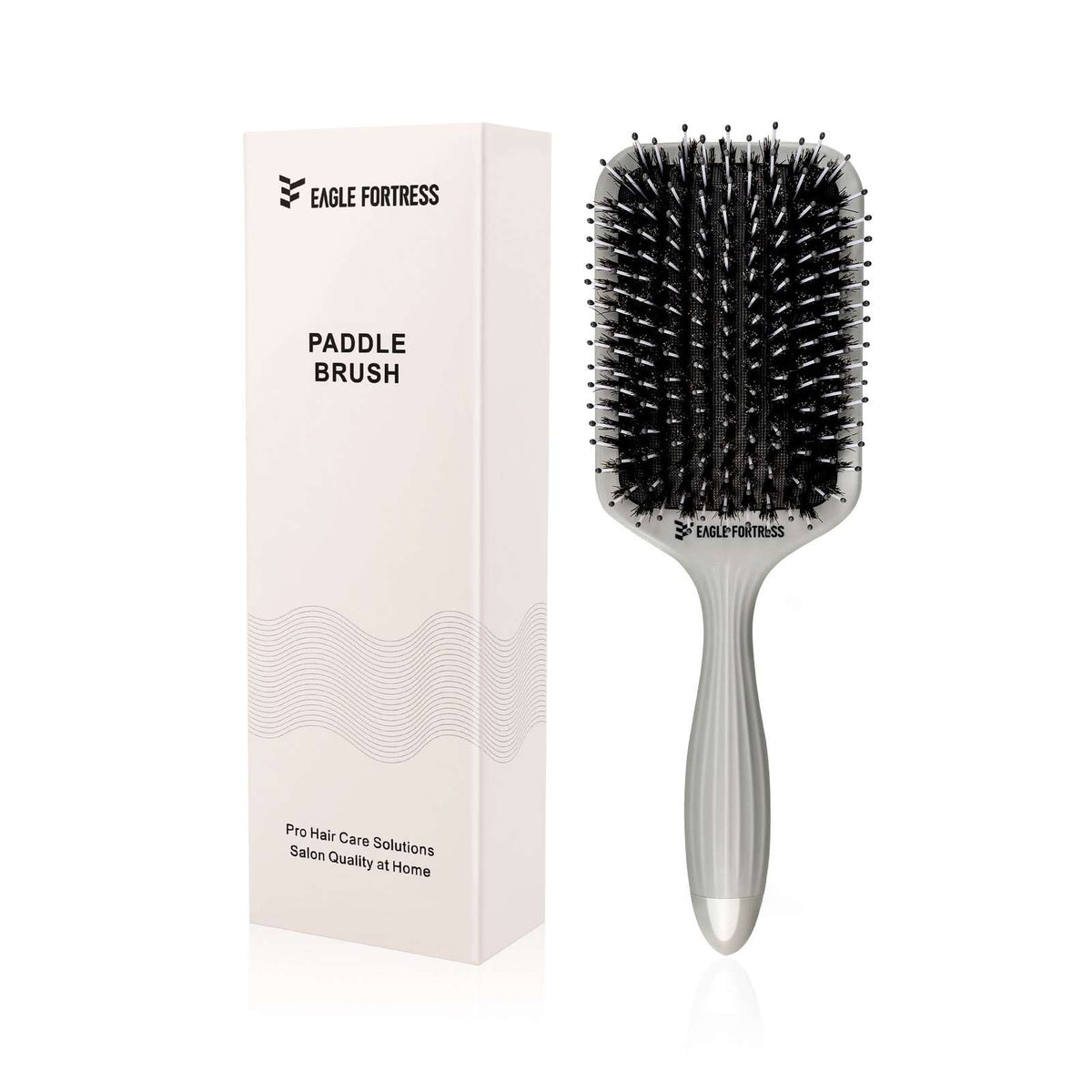 Eagle Fortress Boar Bristle Paddle Brush - Grey