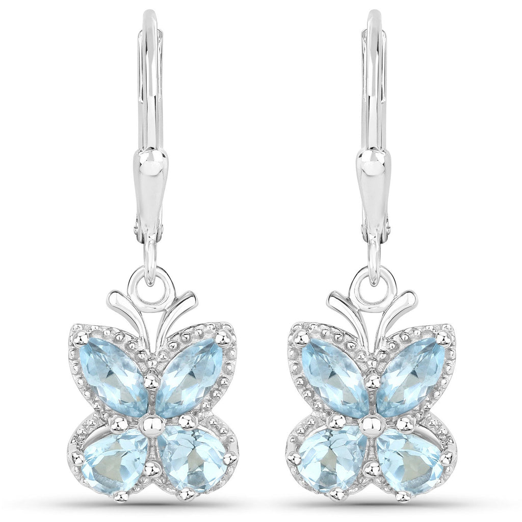 2.60 Carat Genuine Blue Topaz .925 Sterling Silver Earrings