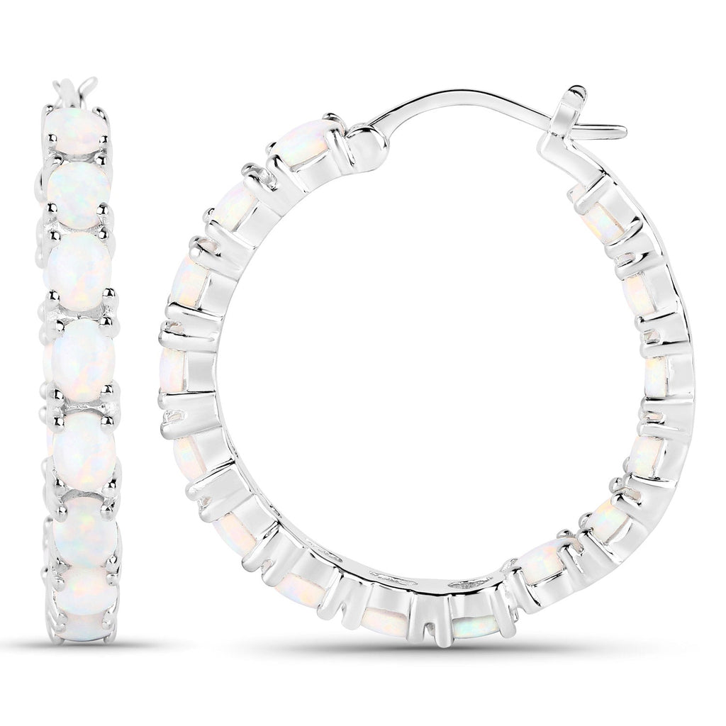 2.05 Carat Genuine Created Opal .925 Sterling Silver Earrings