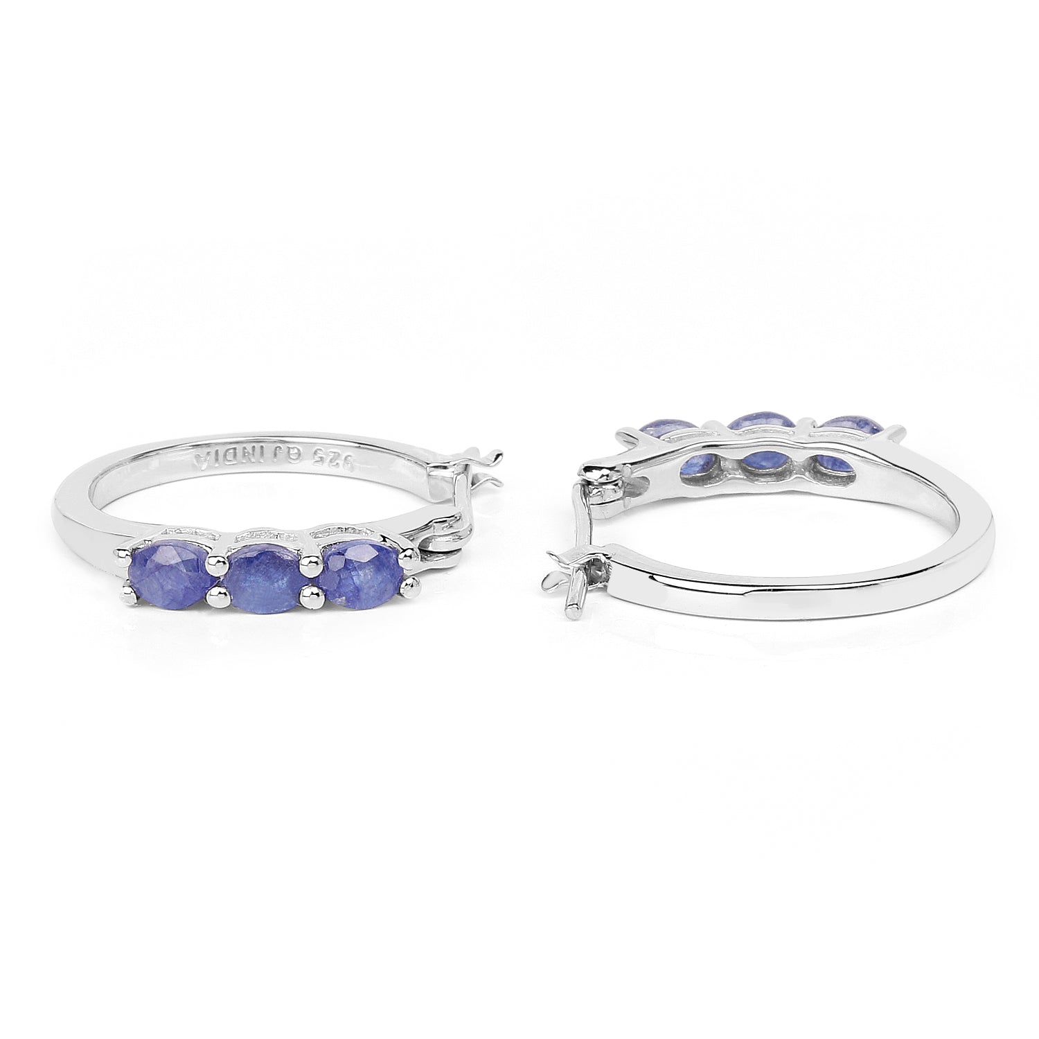 1.32 Carat Genuine Blue Sapphire .925 Sterling Silver Earrings