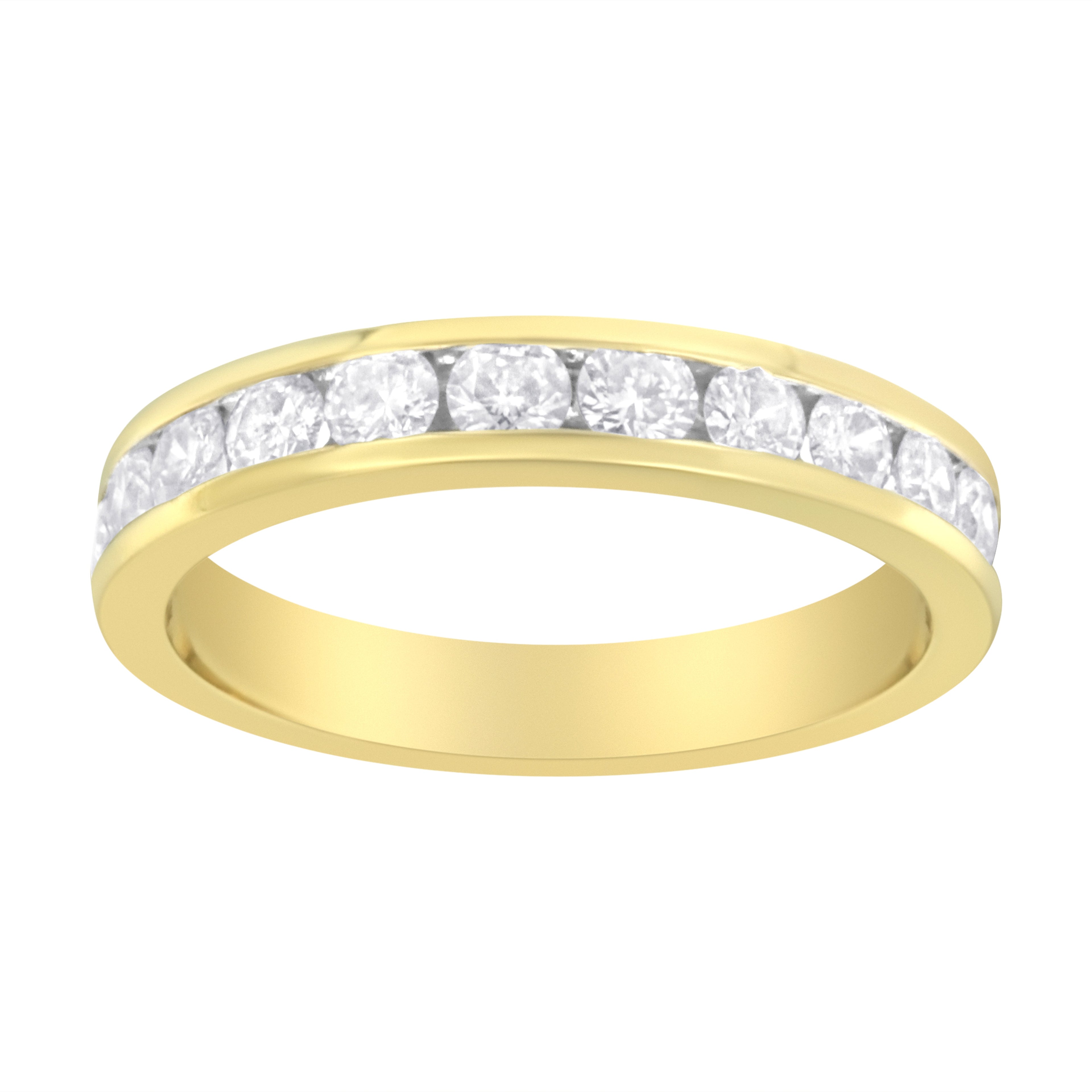 IGI Certified 18K Yellow Gold 1.0 Cttw Channel Set Round-Cut Diamond 11 Stone Anniversary/Wedding Band Ring (I-J Color, I1-I2 Clarity) - Size 9.5