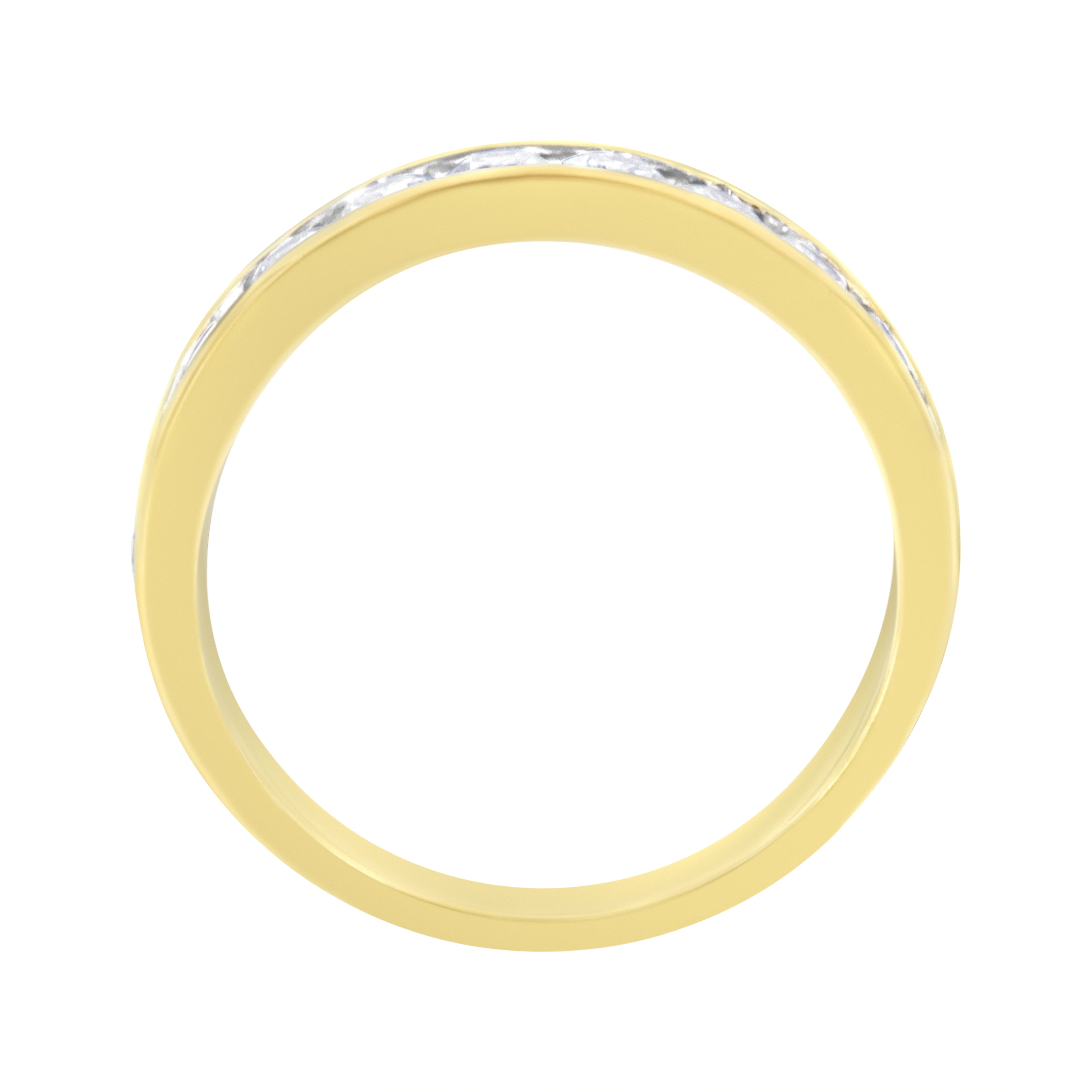 IGI Certified 18K Yellow Gold 1.0 Cttw Channel Set Round-Cut Diamond 11 Stone Anniversary/Wedding Band Ring (I-J Color, I1-I2 Clarity) - Size 9.5