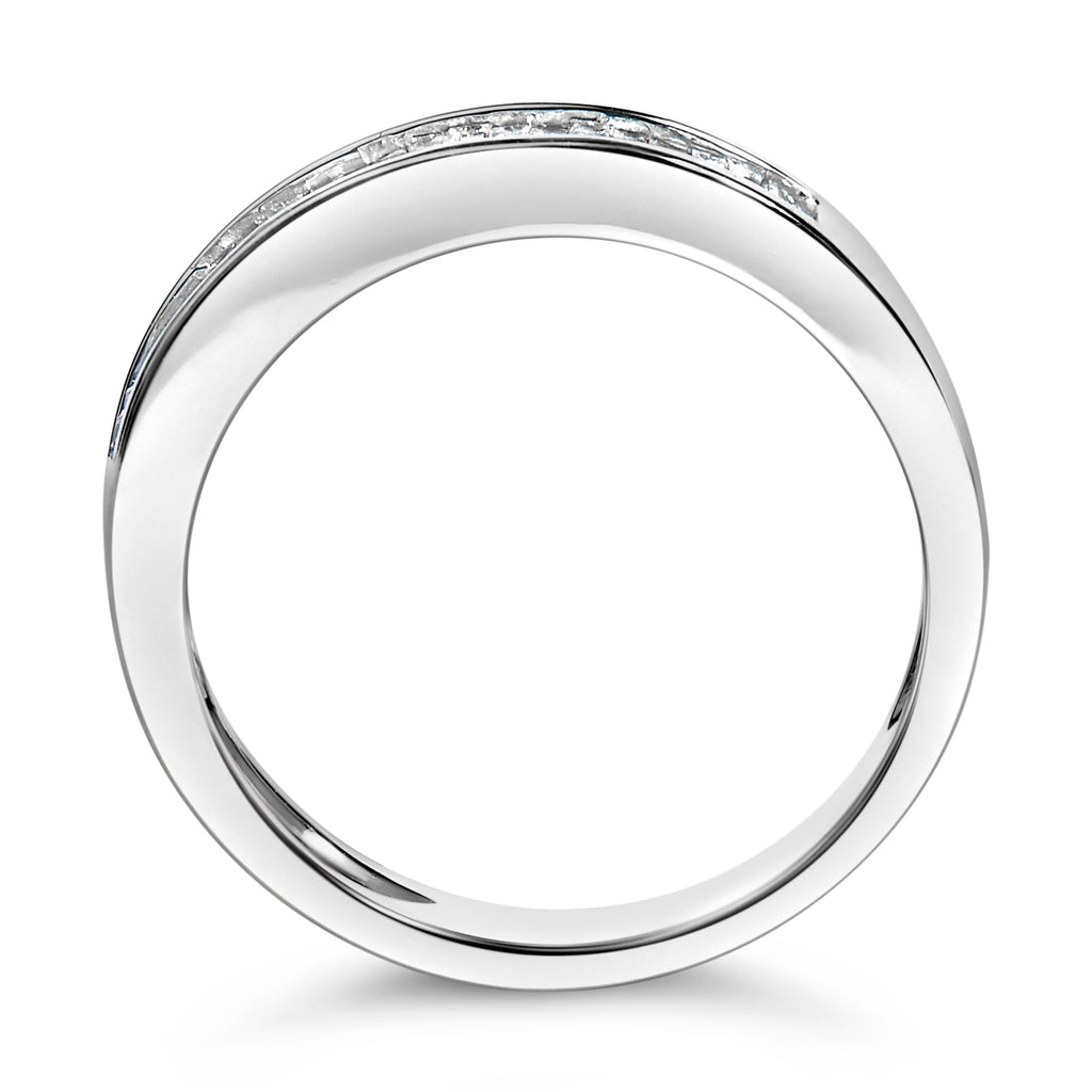 .925 Sterling Silver 1/3 Cttw Baguette Cut Diamond Channel Set Stackable Wedding Ring (H-I Color, I1-I2 Clarity) - Size 6-3/4