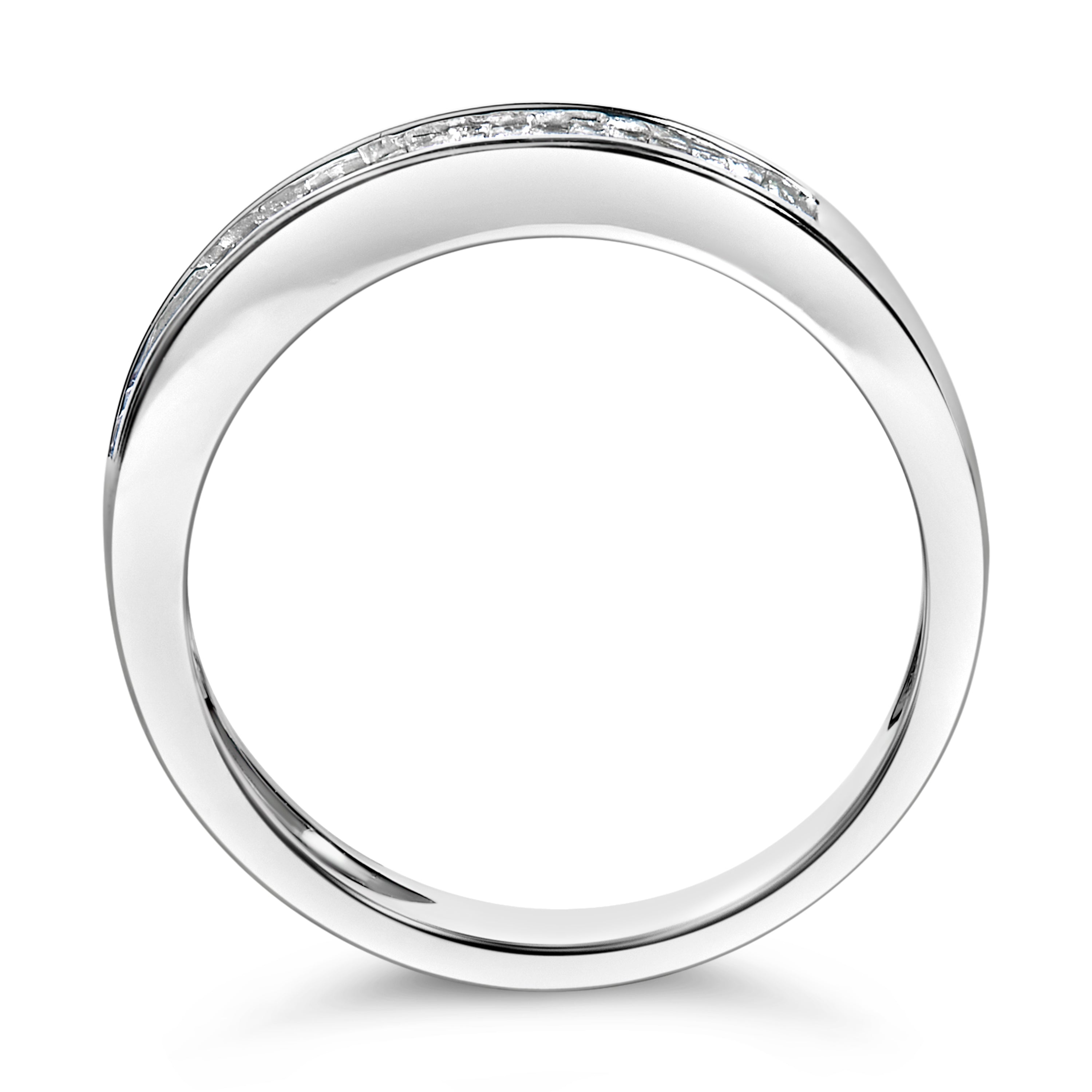 .925 Sterling Silver 1/3 Cttw Baguette Cut Diamond Channel Set Stackable Wedding Ring (H-I Color, I1-I2 Clarity) - Size 6-3/4