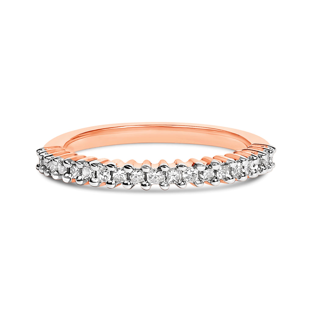 10K Rose Gold Plated Sterling Silver 1/3 Cttw Diamond Band Ring