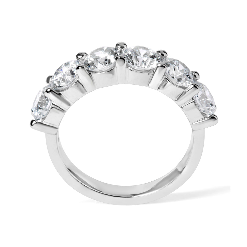 14K White Gold 3.0 Cttw Lab-Grown Diamond Shared Prong Set 6 Stone Band Ring (G-H Color, VS2-SI1 Clarity) - Ring Size 7