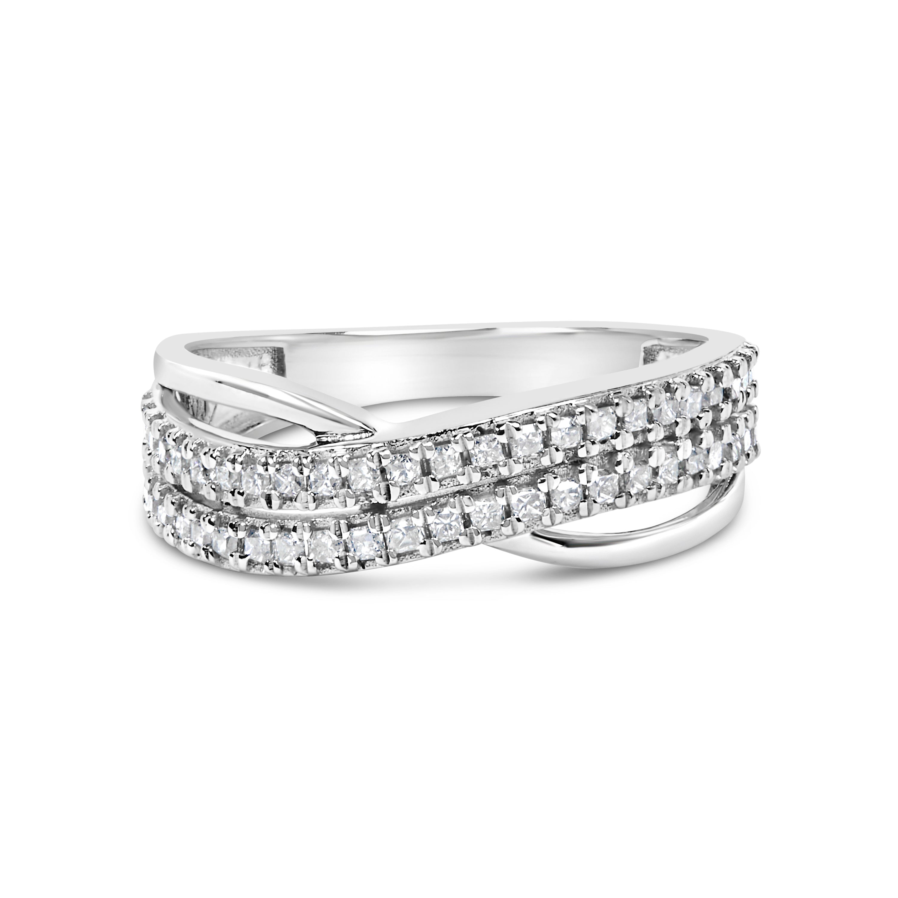 10K White Gold 1/2 Cttw Princess Diamond Split Shank Band Ring