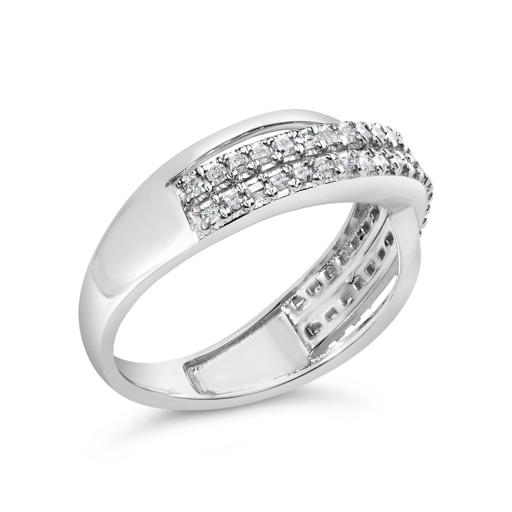 10K White Gold 1/2 Cttw Princess Diamond Split Shank Band Ring