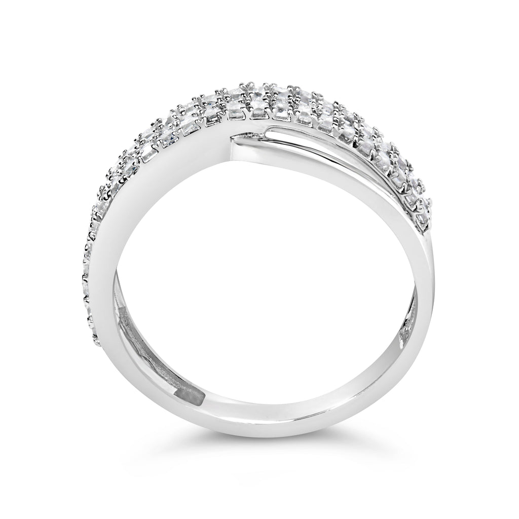 10K White Gold 1/2 Cttw Princess Diamond Split Shank Band Ring