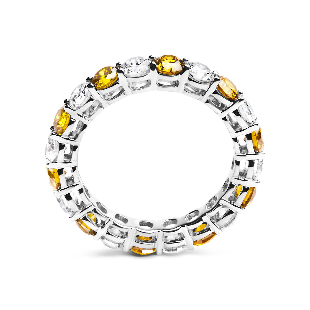 14K White Gold 3.00 Cttw Alternating White and Yellow Lab-Grown Diamond Eternity Band Ring (F-G Color, VS1-VS2 Clarity) - Size 6.5