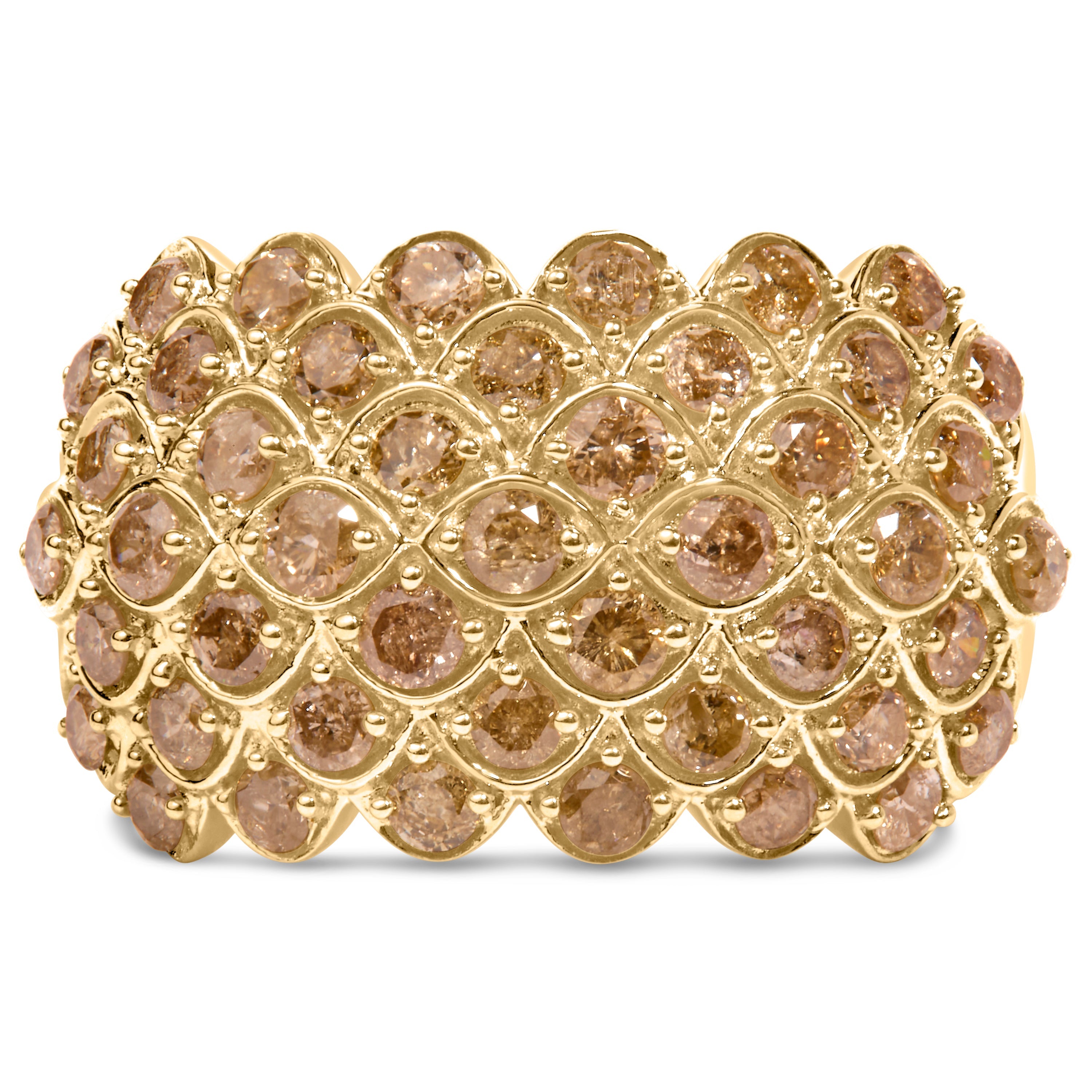 10K Yellow Gold 2.0 Cttw Brown Diamond Teardrop Design Cocktail Ring