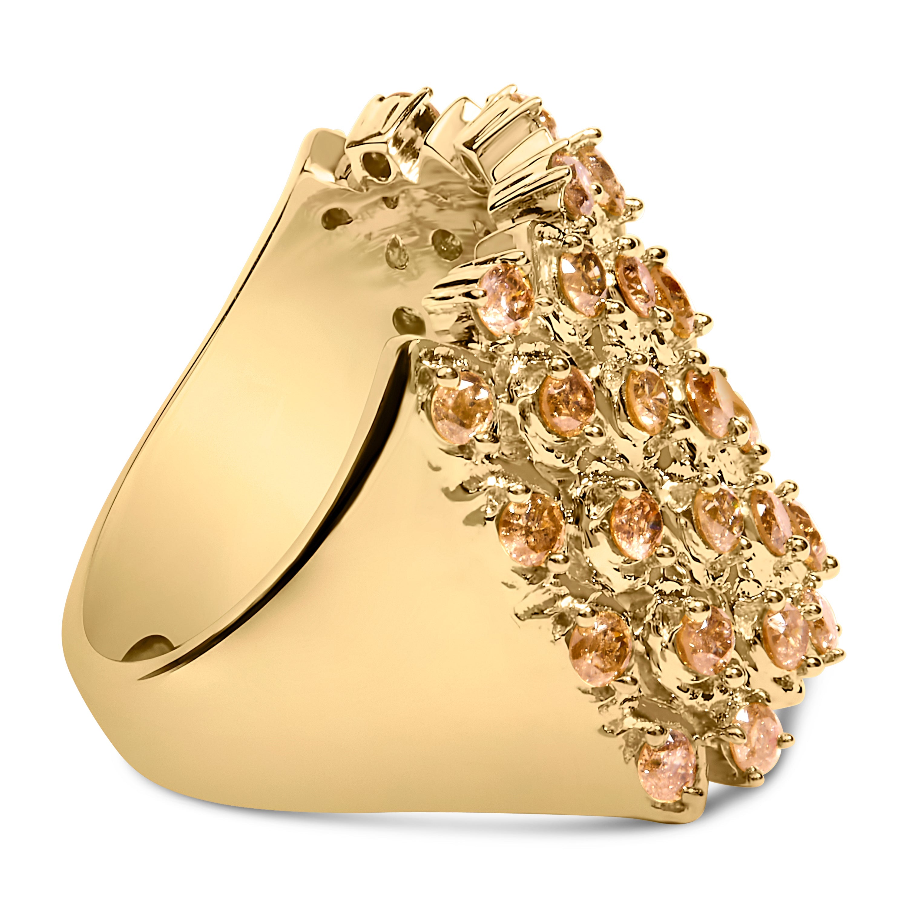 10K Yellow Gold 2.0 Cttw Brown Diamond Mesh Link Cocktail Ring