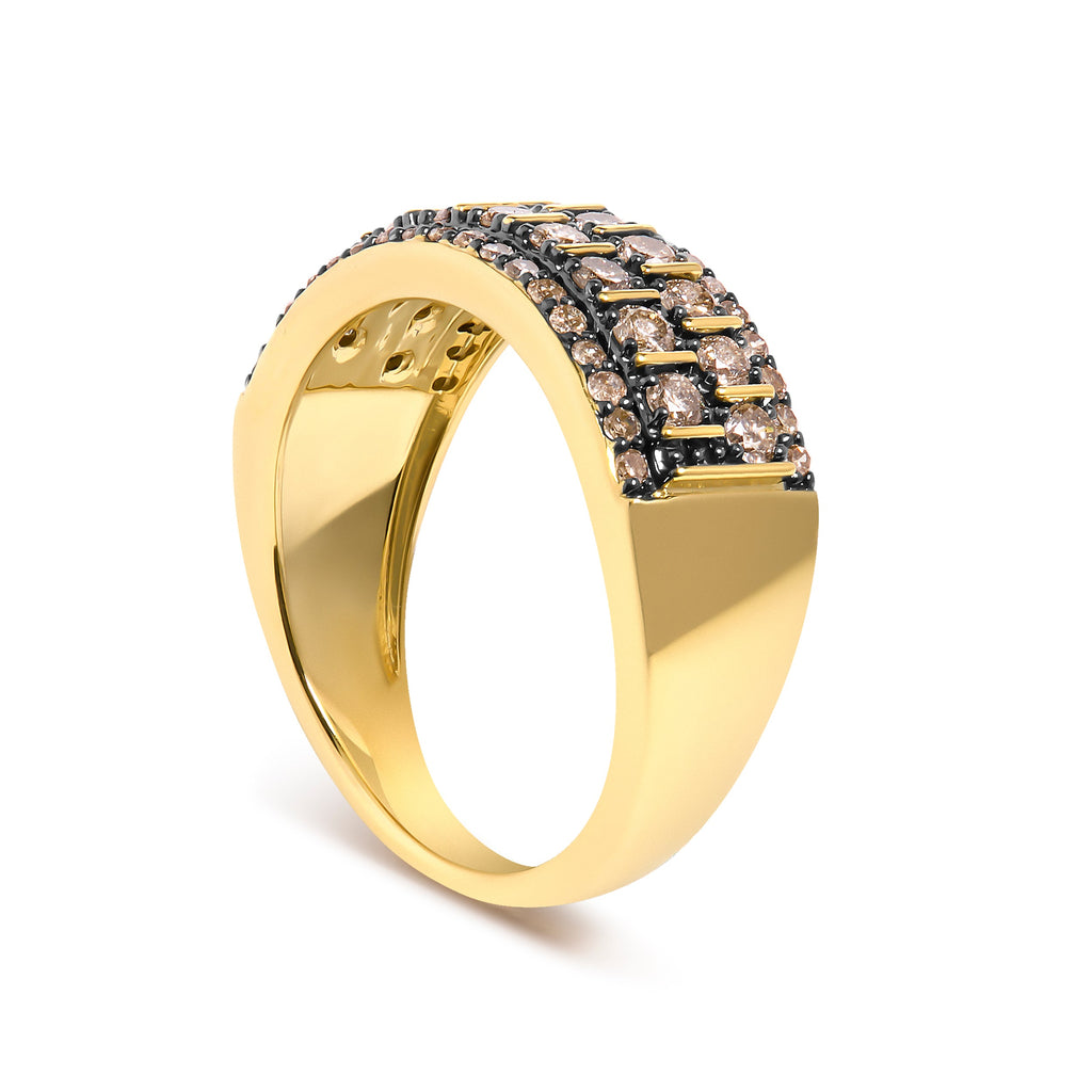 10K Yellow Gold Plated .925 Sterling Silver 3/4 cttw Champagne Diamond Band Ring