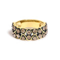 10K Yellow Gold Plated Sterling Silver 1 1/2 Cttw Brown Diamond Scalloped Band Ring